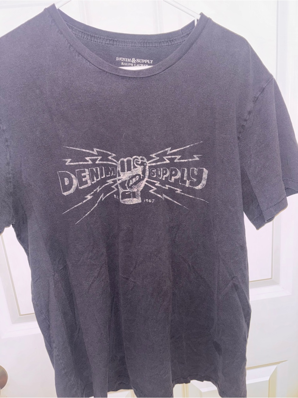 Denim & Supply Ralph Lauren Black Graphic Fist Crewneck Tee